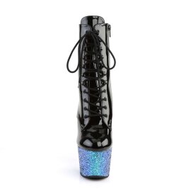 Pleaser ADORE-1020LG Black Patent/Blue Multi Glitter
