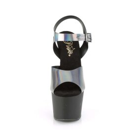 Pleaser ADORE-708N-DT Pewter Hologram TPU/Black Matte