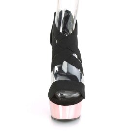 Pleaser DELIGHT-669 Black Elastic Band-Faux Le/Rose Gold...