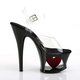 Pleaser MOON-708HRS Clear/Black-Red