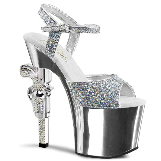Pleaser REVOLVER-709G Silver Multi Glitter/Silver Chrome