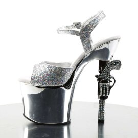 Pleaser REVOLVER-709G Silver Multi Glitter/Silver Chrome