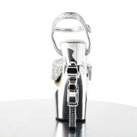Pleaser REVOLVER-709G Silver Multi Glitter/Silver Chrome