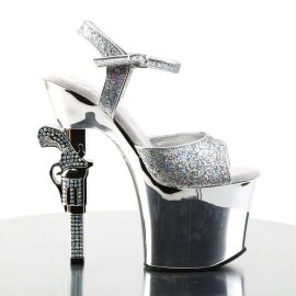 Pleaser REVOLVER-709G Silver Multi Glitter/Silver Chrome