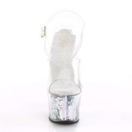 Pleaser SKY-308GF Clear/Silver Multi Glitter