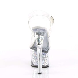 Pleaser SKY-308GF Clear/Silver Multi Glitter