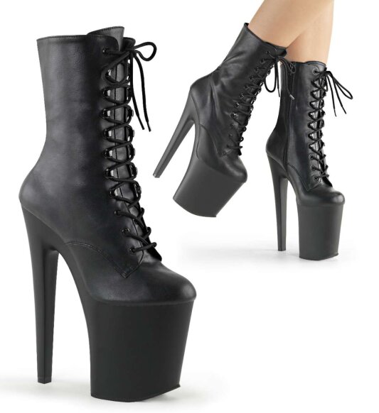 Pleaser XTREME-1020 Black Faux Leather/Black Matte