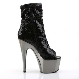 Pleaser ADORE-1008SQ Black Sequins/Dark Pewter Chrome EU-41 / US-11