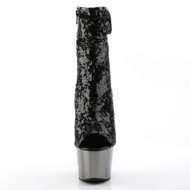 Pleaser ADORE-1008SQ Black Sequins/Dark Pewter Chrome...