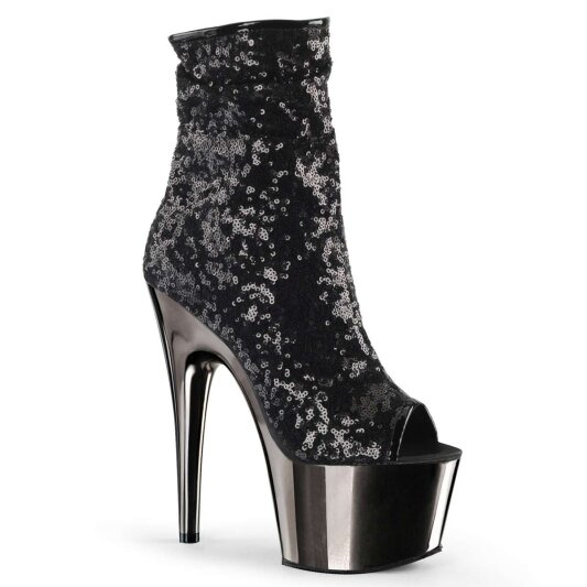 Pleaser ADORE-1008SQ Black Sequins/Dark Pewter Chrome EU-39 / US-9
