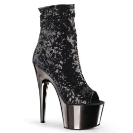 Pleaser ADORE-1008SQ Black Sequins/Dark Pewter Chrome...