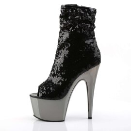 Pleaser ADORE-1008SQ Black Sequins/Dark Pewter Chrome EU-39 / US-9