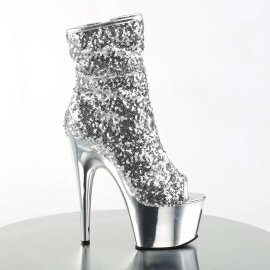 Pleaser ADORE-1008SQ Silver Sequins/Silver Chrome EU-41 / US-11