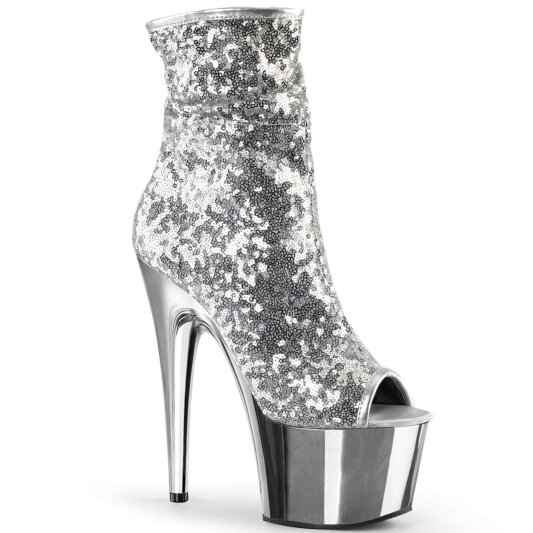 Pleaser ADORE-1008SQ Silver Sequins/Silver Chrome EU-35 / US-5