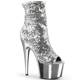 Pleaser ADORE-1008SQ Silver Sequins/Silver Chrome EU-39 /...