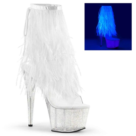 Pleaser ADORE-1017MFF Clear-White Marabou/Clear-Glitter EU-35 / US-5