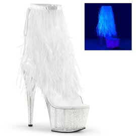 Pleaser ADORE-1017MFF Clear-White Marabou/Clear-Glitter EU-35 / US-5
