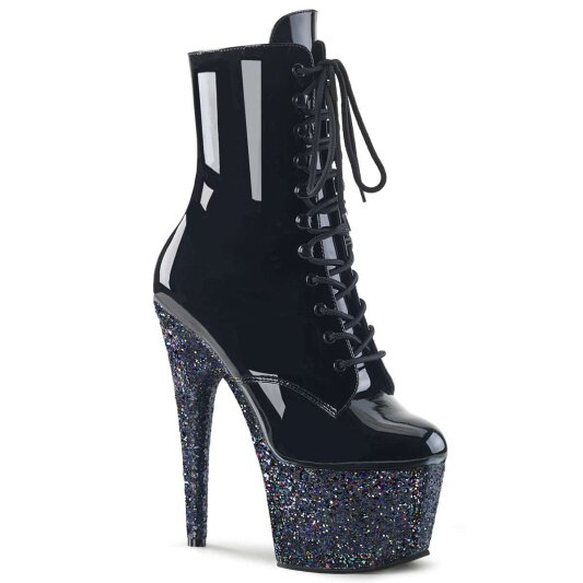 Pleaser ADORE-1020LG Black Patent/Black Multi Glitter EU-35 / US-5