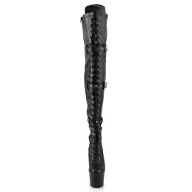 Pleaser ADORE-3028 Black Stretch Faux Leather/Black Matte...