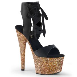 Pleaser ADORE-700-14LG Black Faux Leather/Rose Gold Multi...