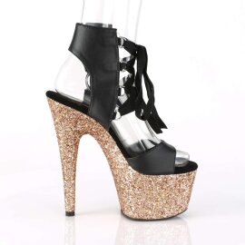 Pleaser ADORE-700-14LG Black Faux Leather/Rose Gold Multi Glitter EU-35 / US-5
