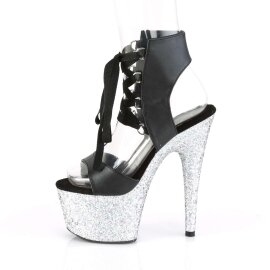 Pleaser ADORE-700-14LG Black Faux Leather/Silver Multi Glitter EU-35 / US-5