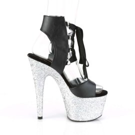 Pleaser ADORE-700-14LG Black Faux Leather/Silver Multi Glitter EU-35 / US-5