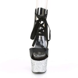 Pleaser ADORE-700-14LG Black Faux Leather/Silver Multi...