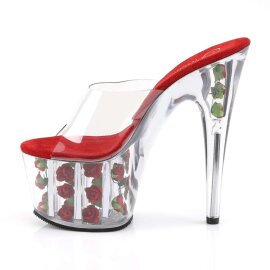 Pleaser ADORE-701FL Clear/Red Flowers EU-35 / US-5