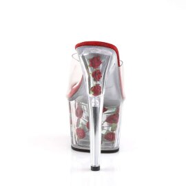 Pleaser ADORE-701FL Clear/Red Flowers EU-35 / US-5
