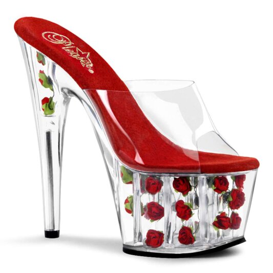 Pleaser ADORE-701FL Clear/Red Flowers EU-37 / US-7