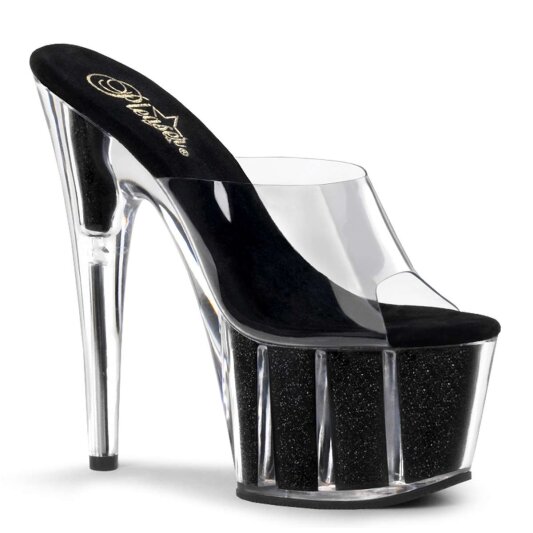Pleaser ADORE-701G Clear/Black Glitter EU-37 / US-7