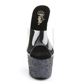 Pleaser ADORE-701LG Clear/Black Holo Glitter EU-37 / US-7