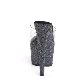 Pleaser ADORE-701LG Clear/Black Holo Glitter EU-38 / US-8