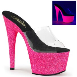 Pleaser ADORE-701UVG Clear/Neon Hot Pink Glitter EU-41 / US-11