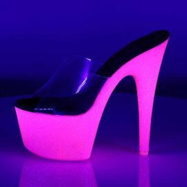 Pleaser ADORE-701UVG Clear/Neon Hot Pink Glitter EU-41 / US-11