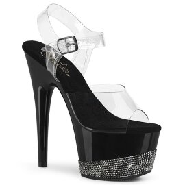 Pleaser ADORE-708-3 Clear/Black-Pewter RS EU-41 / US-11
