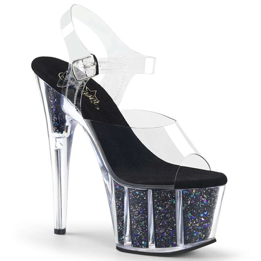 Pleaser ADORE-708CG Clear/Black Confetti Glitter EU-39 / US-9