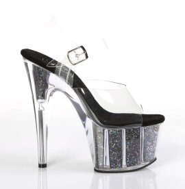 Pleaser ADORE-708CG Clear/Black Confetti Glitter EU-39 / US-9