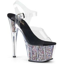 Pleaser ADORE-708CG Clear/Silver Confetti Glitter EU-38 / US-8