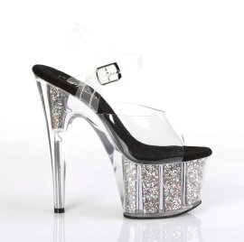 Pleaser ADORE-708CG Clear/Silver Confetti Glitter EU-39 / US-9