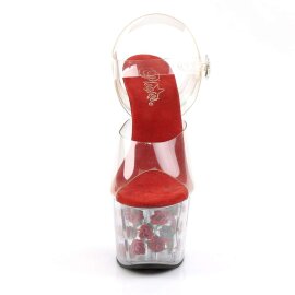 Pleaser ADORE-708FL Clear/Red Flowers EU-38 / US-8