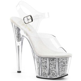 Pleaser ADORE-708G Clear/Silver Glitter Inserts EU-37 / US-7