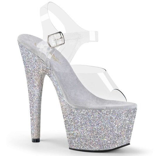 Pleaser ADORE-708HMG Clear/Silver Multi Glitter EU-35 / US-5
