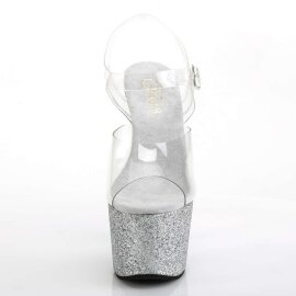 Pleaser ADORE-708HMG Clear/Silver Multi Glitter EU-35 / US-5