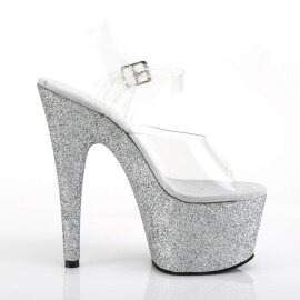 Pleaser ADORE-708HMG Clear/Silver Multi Glitter EU-35 / US-5