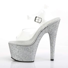 Pleaser ADORE-708HMG Clear/Silver Multi Glitter EU-38 / US-8