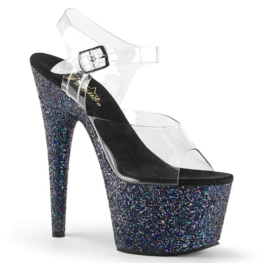 Pleaser ADORE-708LG Clear/Black Multi Glitter EU-35 / US-5