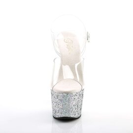 Pleaser ADORE-708LG Clear/Silver Multi Glitter EU-35 / US-5