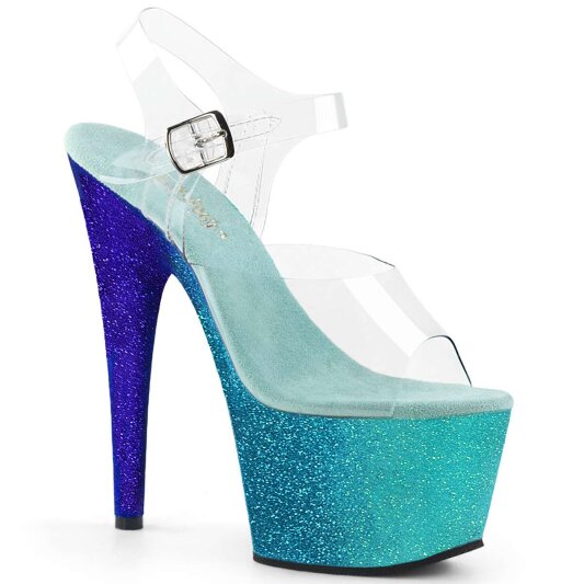 Pleaser ADORE-708OMBRE Clear/Aqua-Blue Ombre EU-36 / US-6